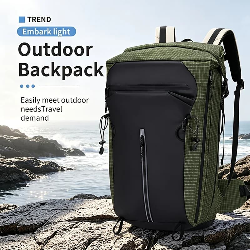 Large Capacity Hiking Backpack Breathable Support Back System Trekking Rucksack With Trekking Pole Holder For Camping Mountain