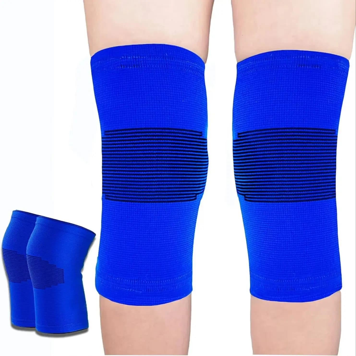 Ginocchiera per bambini 2 pezzi, ginocchiera elastica antiscivolo per basket, ginocchiere a compressione per maglieria, protezione per ginocchio per bambini