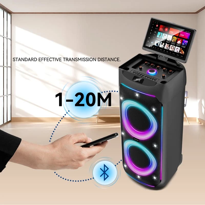 P2801 Karaoke Machine with Wireless Microphone and with Screen Bocinas bluetooth Con Pantalla Parlante bluetooth Con Pantalla