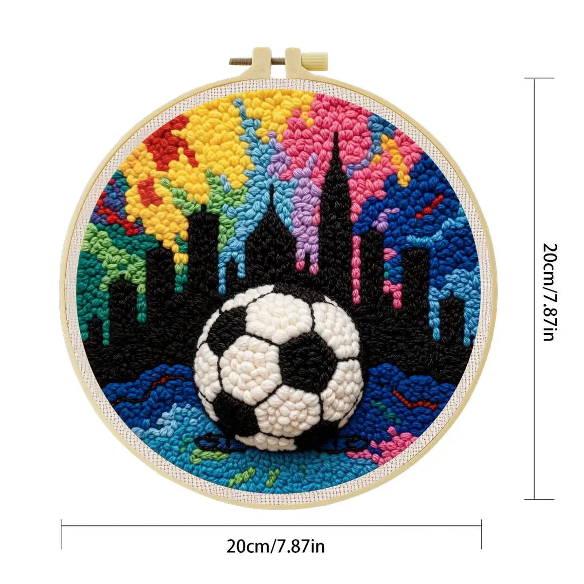 20X20CM/7.87inch Urban Football punch needle embroidery set kit Stitch Embroidery Knitted embroidery DIY handmade gift