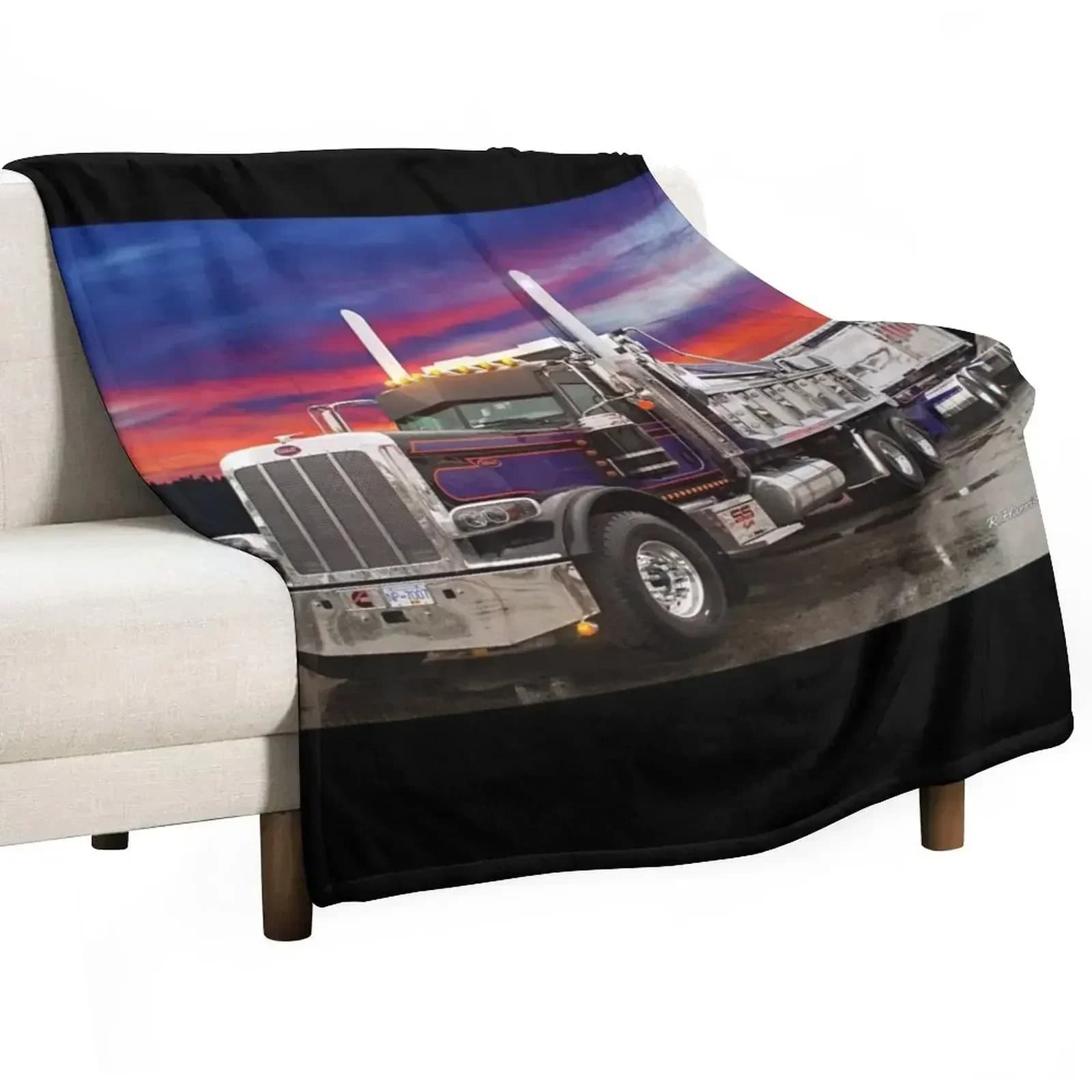 Truck and Transfer Purple Skies Throw Blanket For Decorative Sofa Kid'S Soft Big Baby Sleeping Bag Flannels Blankets