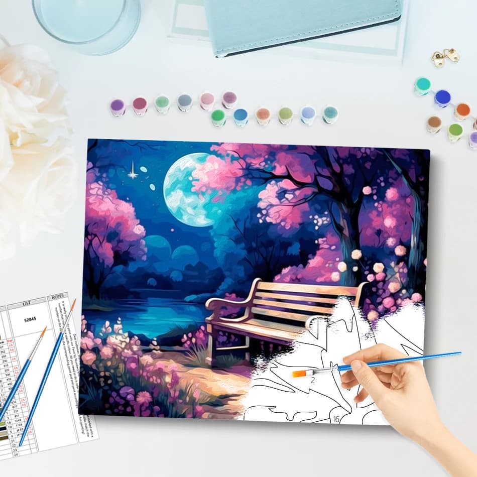GATYZTORY Kit Pittura a Olio Fai da Te su Tela con Cornice, per Dipingere Paesaggi Artigianali, Kit di Pittura Artistica a Olio