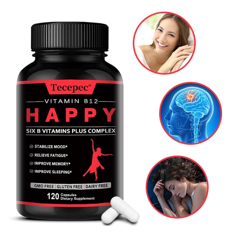 B Vitamin Supplements, Containing A High Dose of Vitamin B12, To Support Mood, Energy, Memory, and Sleep
