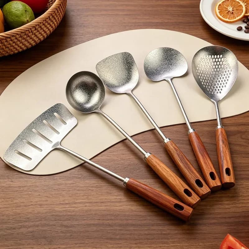 DSA shovel extended pear wooden handle mushroom shovel frying shovel cooking pan kitchen spoon soup spoon