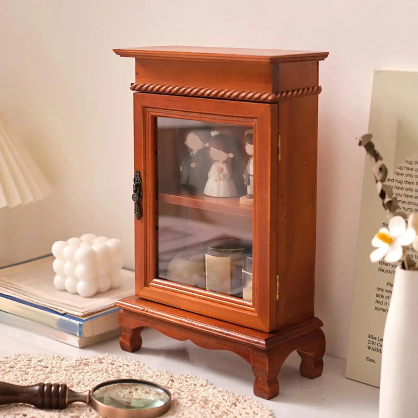 Piccolo Mobiletto da Comodino per Camera da Letto, Salvaspazio, Stile Rustico, Piccolo Mobiletto Decorativo