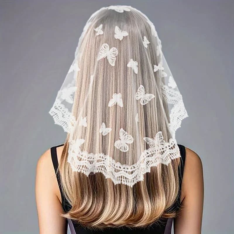 Sciarpa per capelli rotonda in pizzo Velo per ragazza Sciarpa per capelli Decorazioni per capelli Sciarpa per capelli da chiesa Fasce per capelli Copricapo da sposa etnico