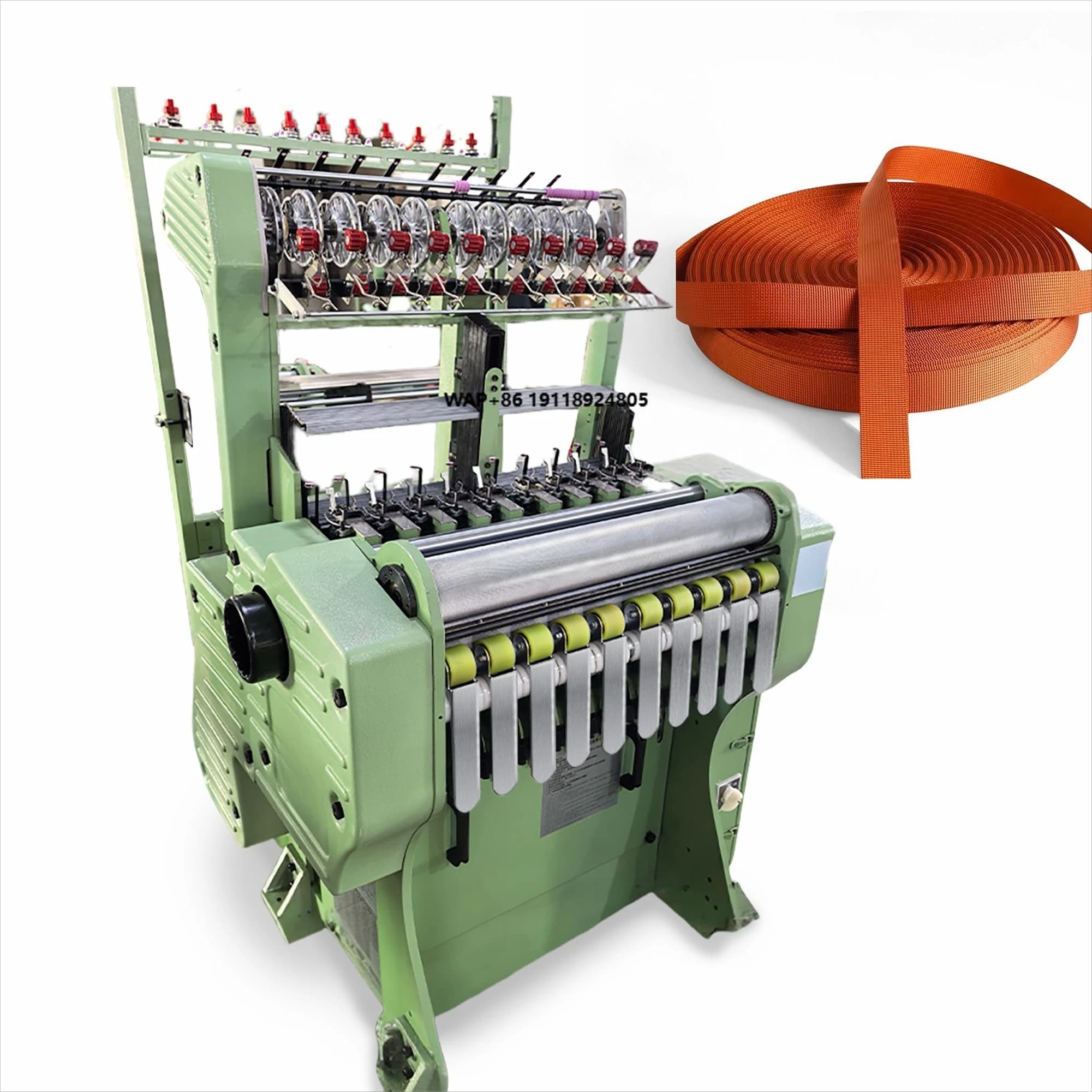 High Output 10 Tapes Webbing Loom Machine Heavy Duty Textile Weaving Equipment for Making Elastic Bands and Non-Elastic Tapes