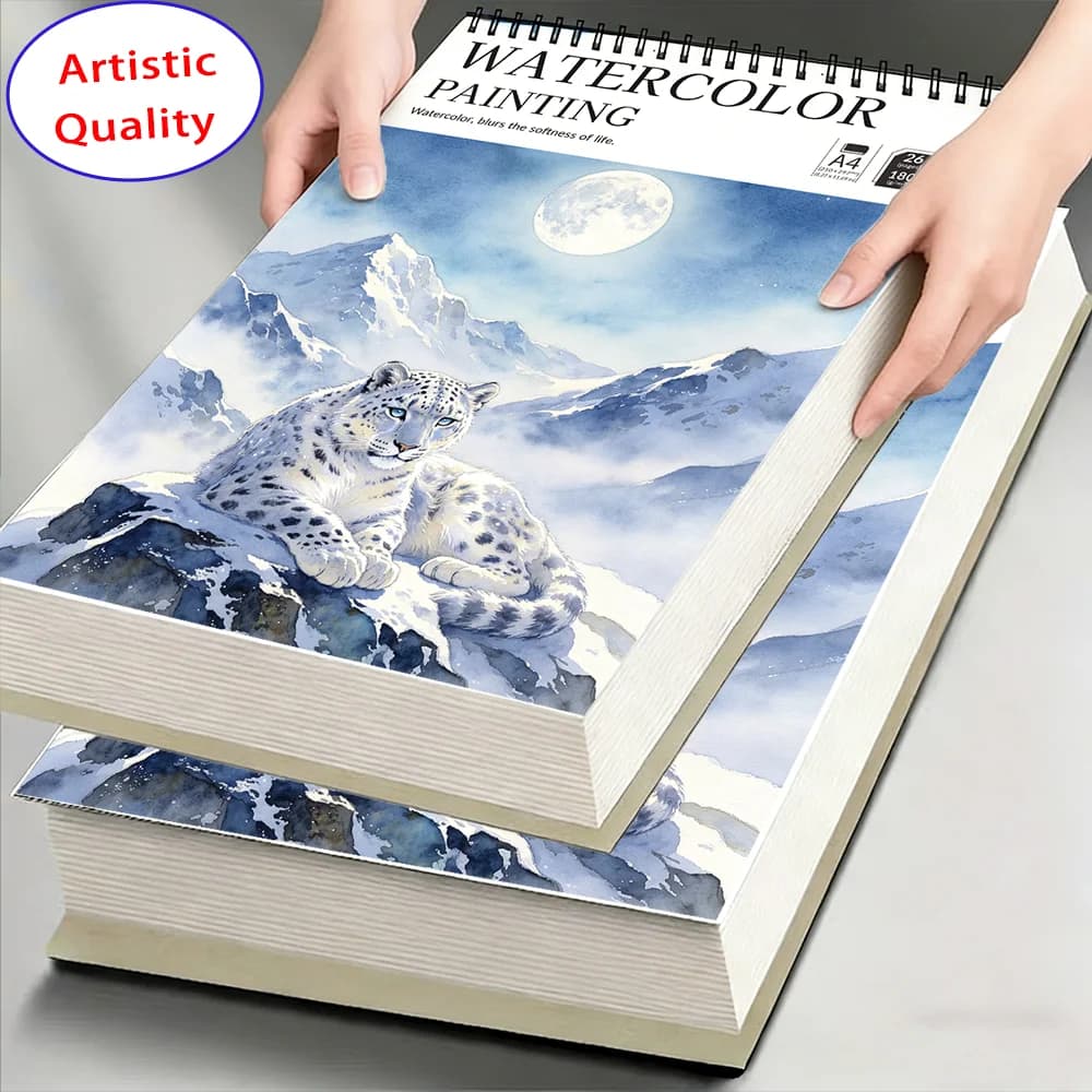 Watercolor Sketch Pad, 180gsm Heavyweight Bleedproof Paper, 26 Blank Pages, Water-Resistant & Anti-Curl, Perfect for Watercolor,