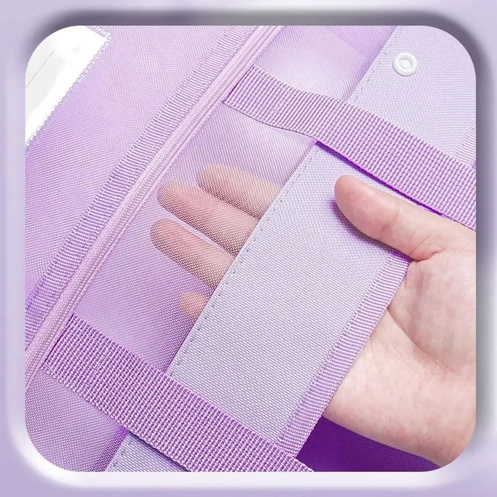 Simple Flip Cover Mesh Storage Bag Multilayer Large Capacity Tutoring Bag Portable Transparent Art handbag Students