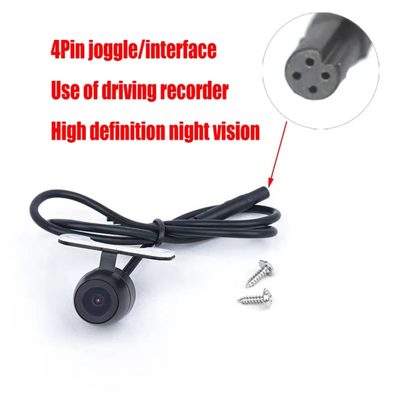 Telecamera Posteriore per Auto con Registratore di Guida, Visione Notturna HD, Connettore a Farfalla 4 Pin