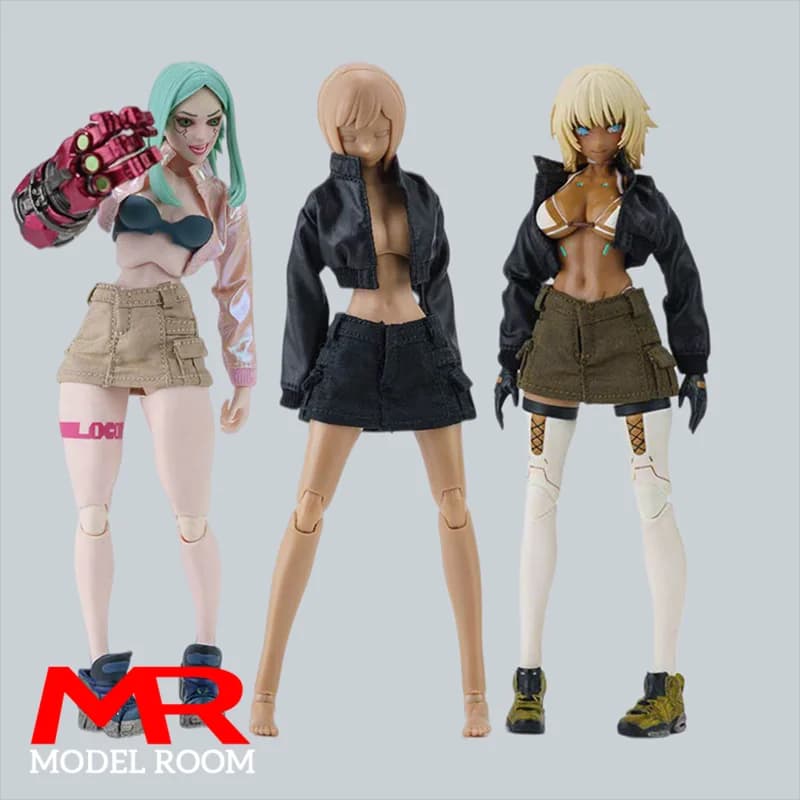 Giacca corta femminile in scala 1/12, gonna corta cargo, modello di abbigliamento adatto per il corpo dell'action figure soldato Romankey NT-04 86TOYS da 6 pollici