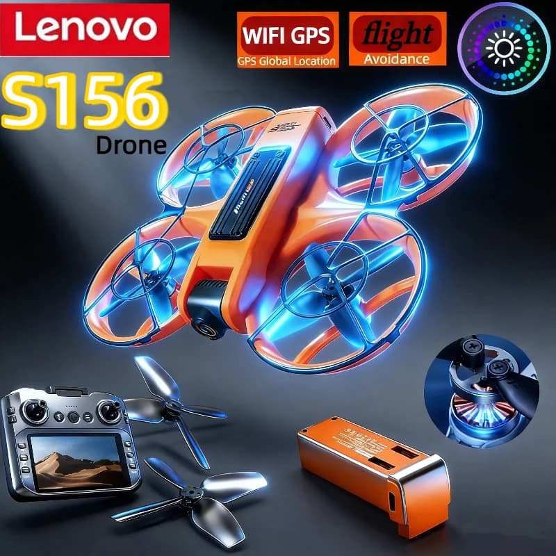 Drone Lenovo S156 GPS 8K Professional 360 ° Quadricottero with Double Camera, FPV Screen, Remote Control, Brushless Motors and Ocstacles Avoidance System