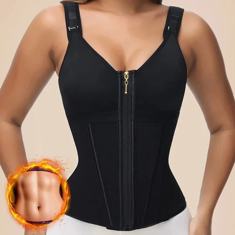 Shapewear Women's Colombian Fajas Vest Modeling Container with 17 Steel Steaks, 3 Hooks and Hinge Clasp, Adjustable Straps