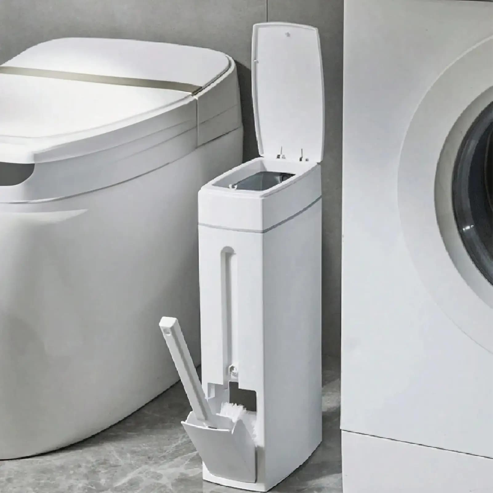 Set pattumiera da bagno e spazzola per WC Pattumiera da 4,5 litri con portaspazzole per pulizia Bidone della spazzatura sottile per spazi stretti