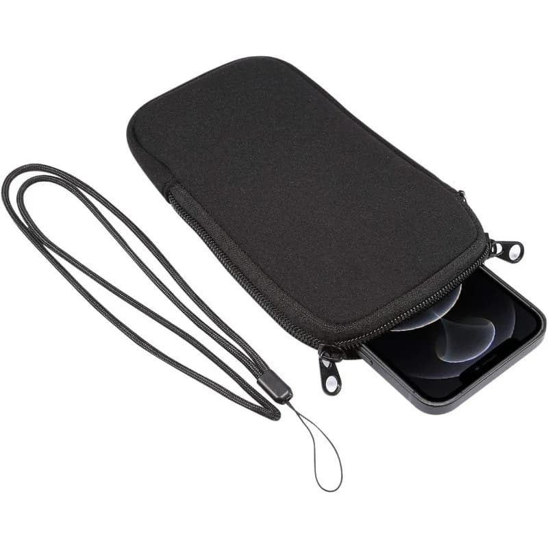 Neoprene phone case with cord, shockproof and waterproof portable bag for phones, keys and earphones, mini light wallet