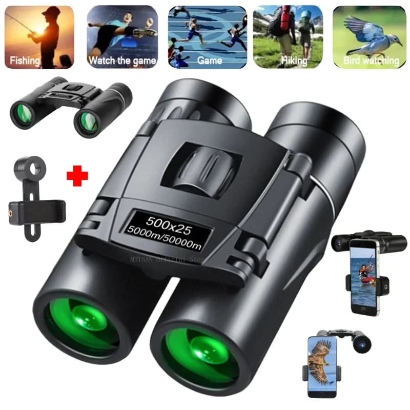 Binocolo zoom HD portatile 5000M/50000M Telescopio 500X25 Potente visione pieghevole a lunga distanza Caccia Sport di campeggio all'aperto