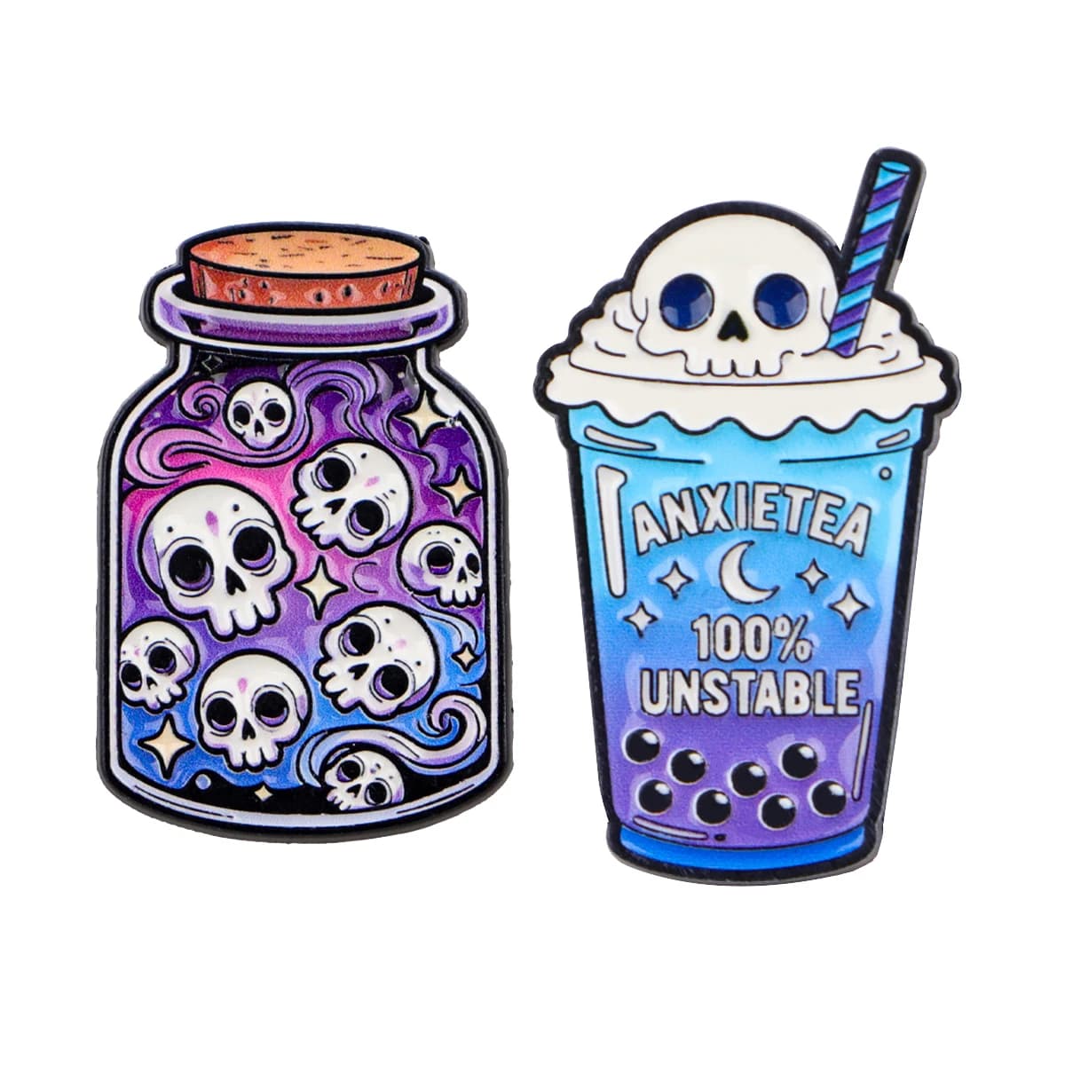 2 pcs/set Skull Potion Polished Spills Metal Spill Backpack Hat Collar Response Men Women Jewelry Refined And Fashion Halloween Gifts