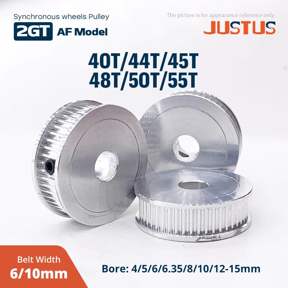 2GT-40T 44T 45T 48T 50T 55T Puleggia dentata Foro 4mm 5mm 6mm-15mm Parte per GT2 Larghezza 6/10mm Cinghia dentata Stampante 3D Parti CNC