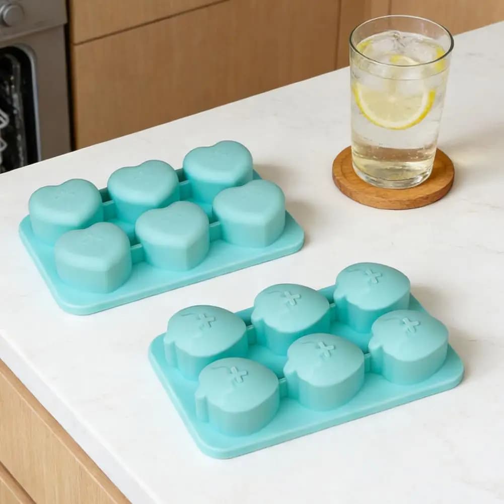 Stampo in silicone per cubetti di ghiaccio con coperchio, per conservazione in frigorifero, per ghiaccio a forma di cuore di fragola, per alimenti, facile da rilasciare