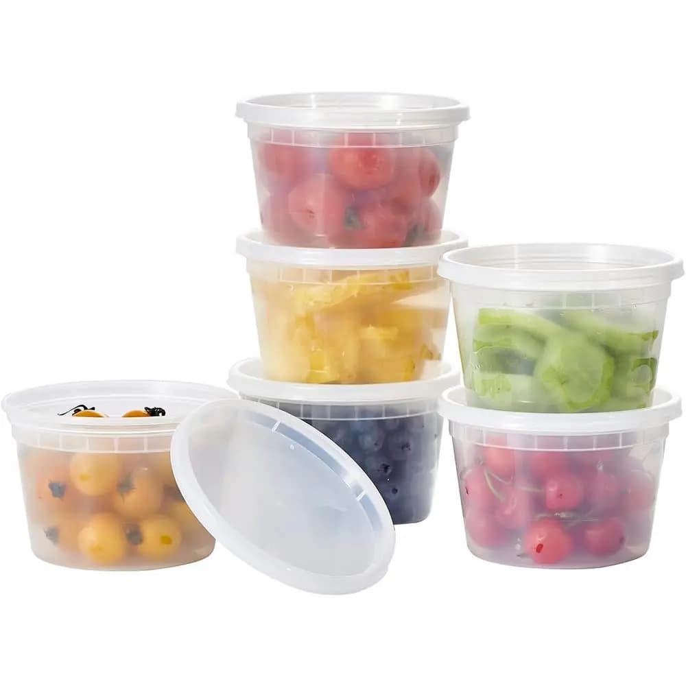 16 once Contenitori Impilabili in Plastica per Alimenti con Coperchi, Usa e Getta, Adatti per Microonde e Lavastoviglie, Ideali per Preparazione Pasti e Asporto