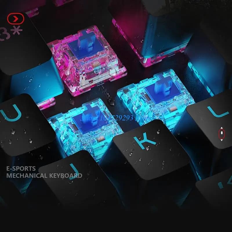 Gaming 104Key Mechanical Keyboards USB Cord RGBs Illuminated Hot Swappable Switches