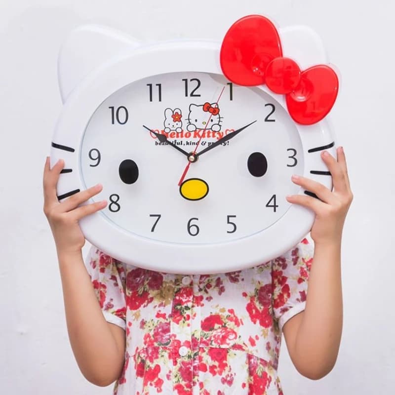 Simpatico Orologio da Parete Silenzioso Sanrio HelloKitty, Decorazione per Camera da Letto, Cartone Animato Anime Kawaii, Regalo per la Casa e le Feste