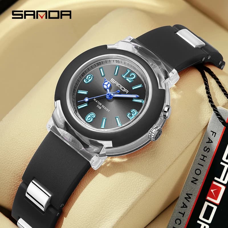 SANDA 6104 Fashionable and Leisure Women's Electronic Quartz Watch Waterproof Sports Women's Electronic Watch for Kids