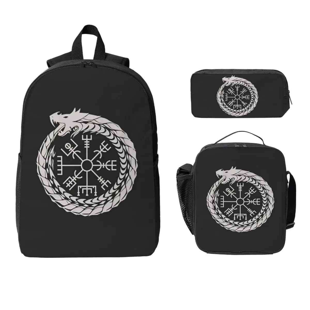 Zaino Viking Odin Valknut Runes, borsa per libri per studenti, borsa per la scuola, borse a tracolla per computer, 3 pezzi, borsa termica per il pranzo, astuccio per matite
