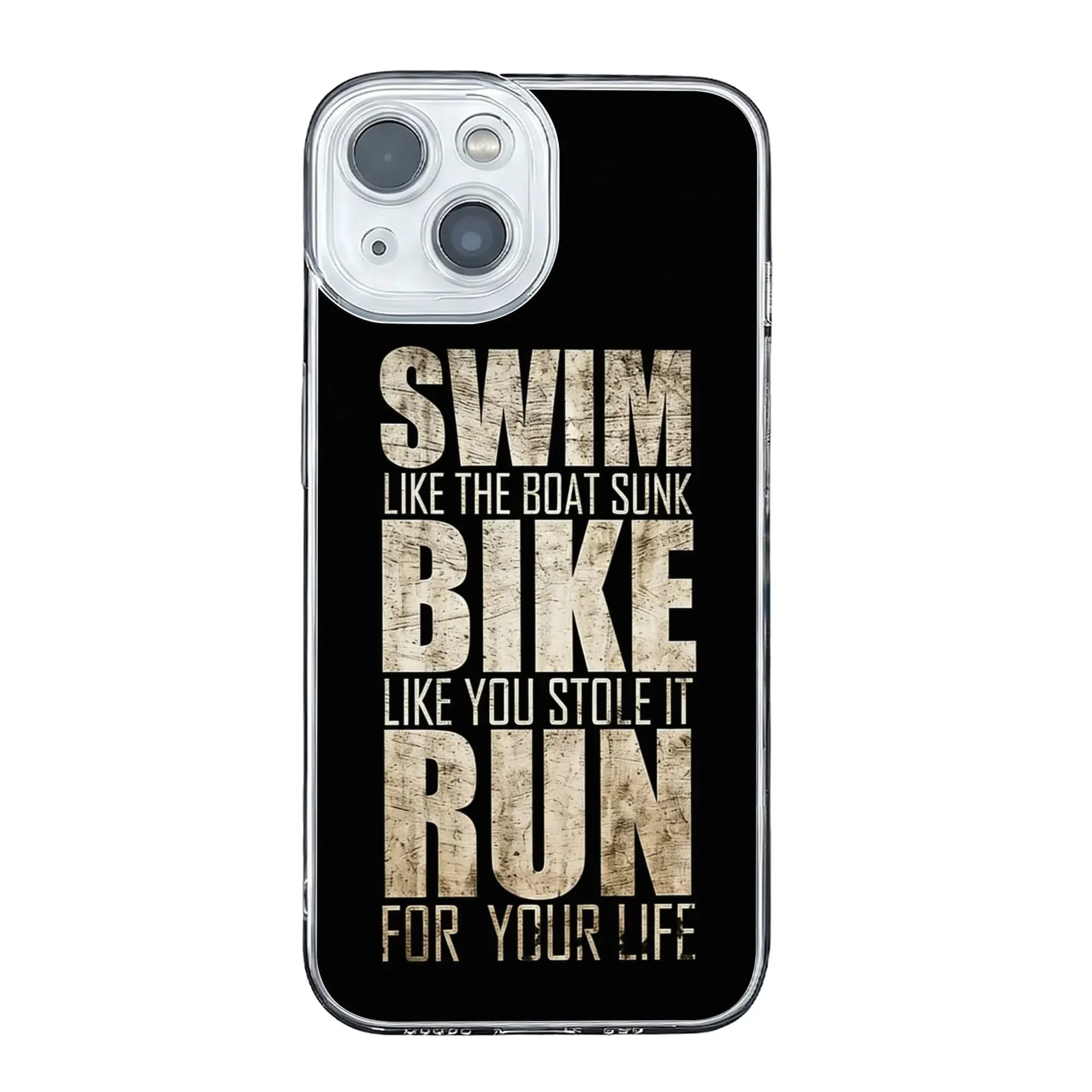 Cover per iPhone 17 16 15 14 13 12 11 Pro Max con design divertente da Triathlon (Nuoto, Ciclismo, Corsa) e protezione anti-collisione