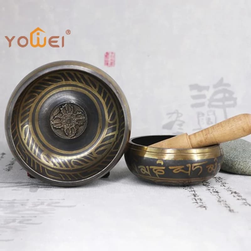 Latest Buddha Sound Bowl Tibetan Bell Yoga Meditation Bowl Metal Singing Bowl Striker Chanting Bowl Brass Chime Handicraft Music