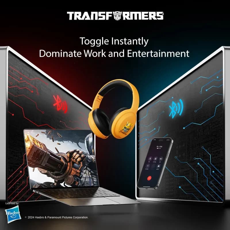 TRANSFORMERS TF-G06 Auricolari Musicali Bumblebee Cuffie da Gaming Bluetooth 5.4 con Riduzione del Rumore e Bassa Latenza