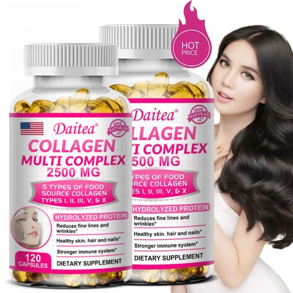 Collagen Biotin Vitamin C Capsules, Nutritional Supplements for Anti-oxidation Support Skin & Joint & Hair Health