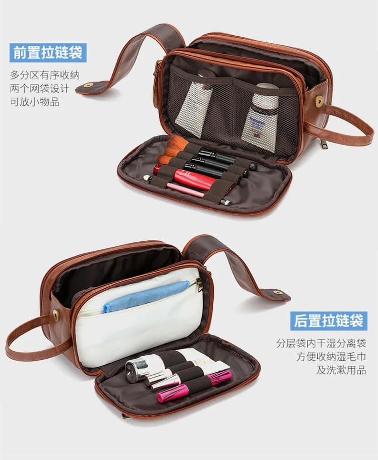 Borsa da toilette da viaggio Kit Dopp da barba grande Organizzatore di articoli da toeletta da bagno resistente all'acqua Borse per cosmetici in pelle PU Uomo Donna sacs