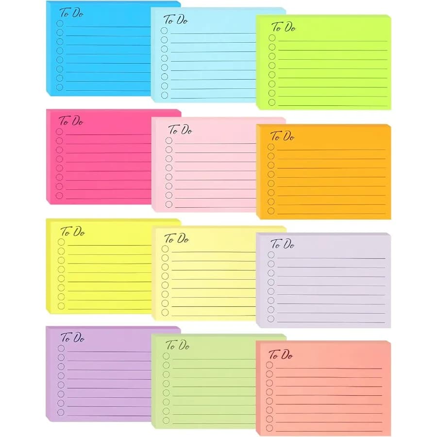 12 blocchetti per cose da fare Note adesive 504 fogli 3x4 pollici con promemoria adesivo linea 12 blocchetti per appunti autoadesivi multicolori luminosi per fare Li