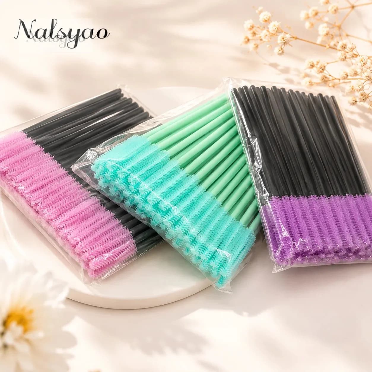 50 Pcs Disposable Silicone Mascara Wand Applicator Eye Lash Brush Eyelash Extension Makeup Tool