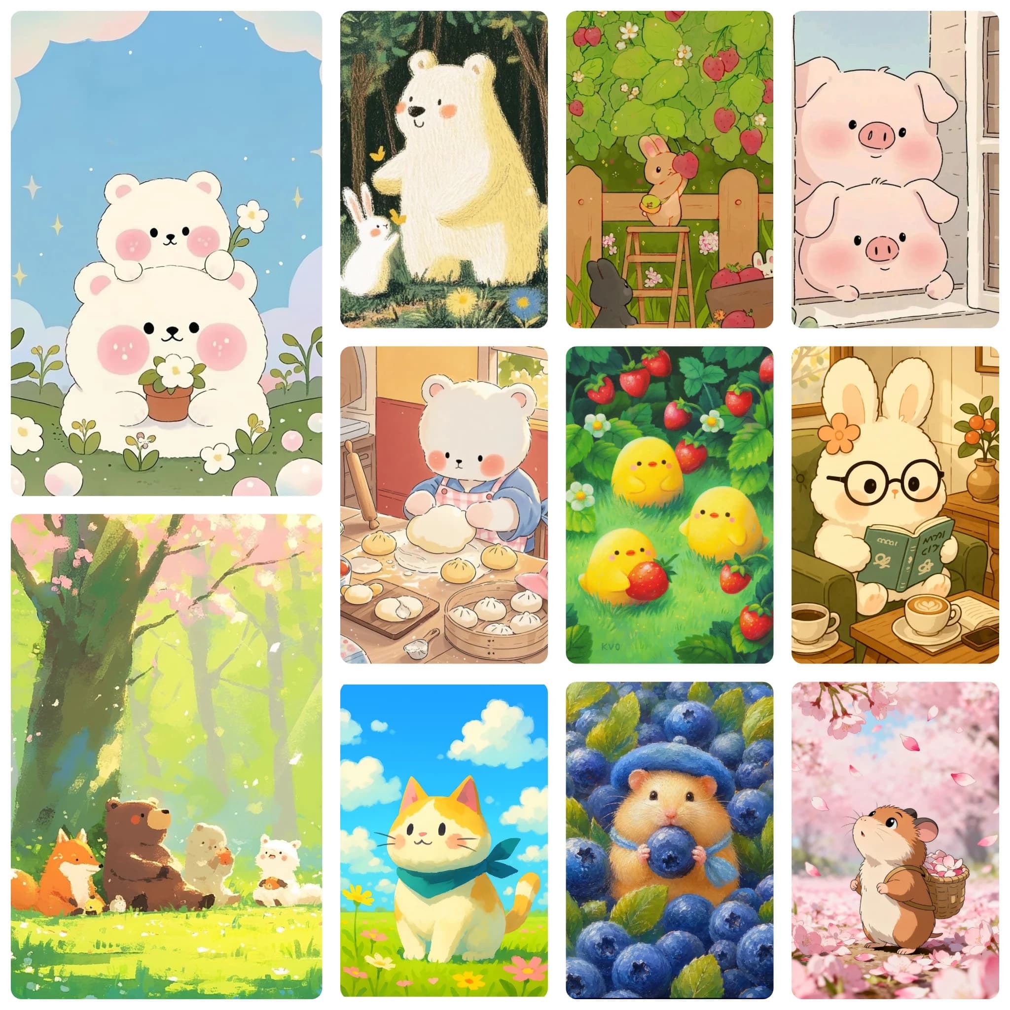 DIY Kawaii Woodland Animal Diamond Painting, Cute Creatures In Bright Spring For Living Room Wall Decoration Exquisite Gift