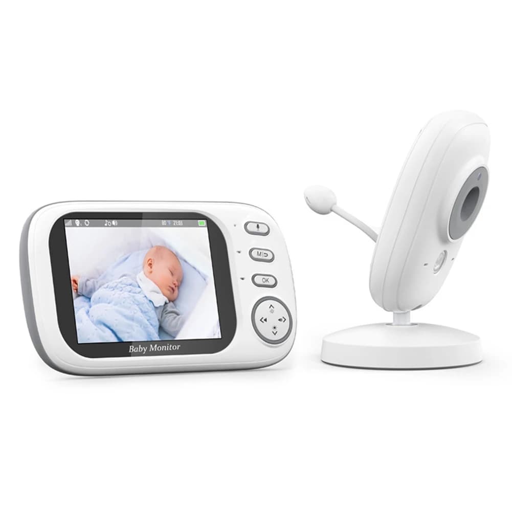 Monitor video per bambini B23B, dispositivo per la cura del bambino, monitor con fotocamera per bambini con schermo IPS da 3,5 pollici, allarme per l'allattamento con ninna nanna, presa europea, facile da usare