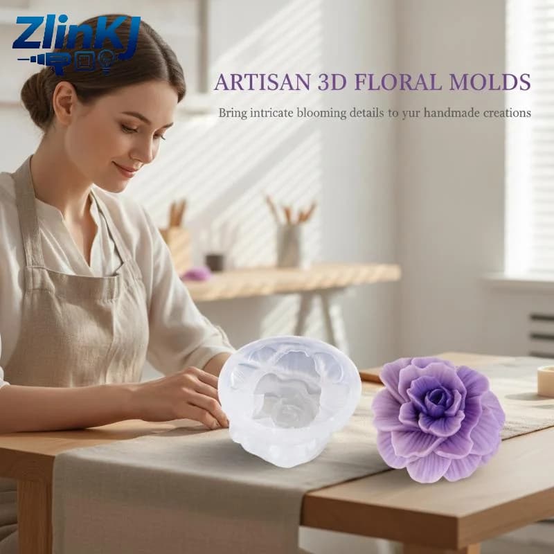 Silicone Flower Molds Odorless Non-Stick Reusable for Candle Soap Making Epoxy Resin Craft Cake Decoration