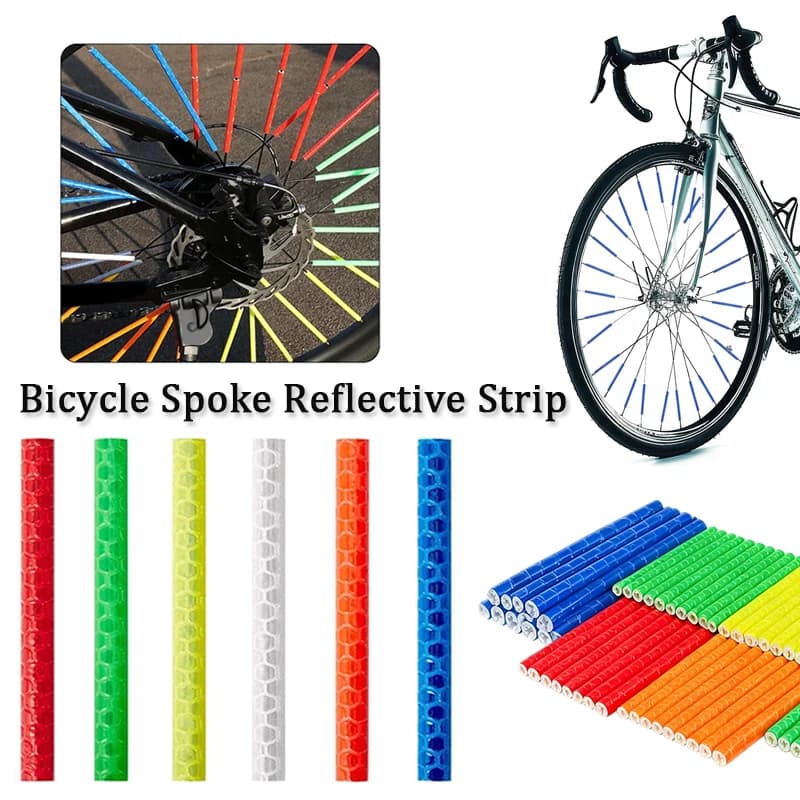 48/24/12PCS Raggi della ruota della bicicletta Adesivo riflettente Tubo Striscia di luce di avvertimento FAI DA TE 7.5 centimetri Ciclismo Riflettore Kit di sicurezza riflettente
