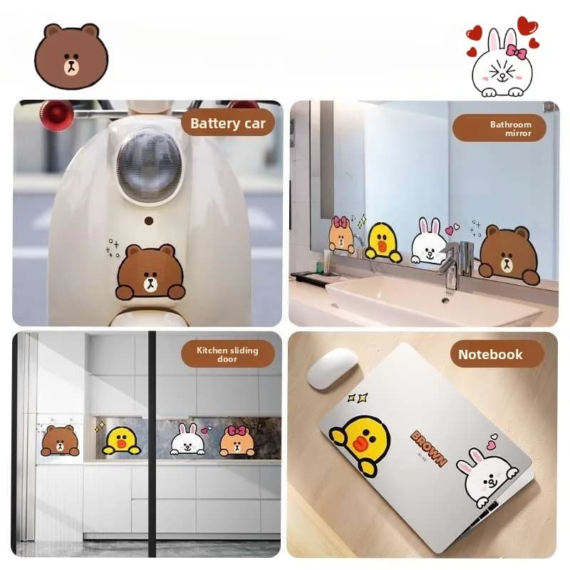 LINE FRIENDS Brown Cony - Adesivi anime kawaii per vetri, finestre, auto e notebook - Decorazioni all'ingrosso