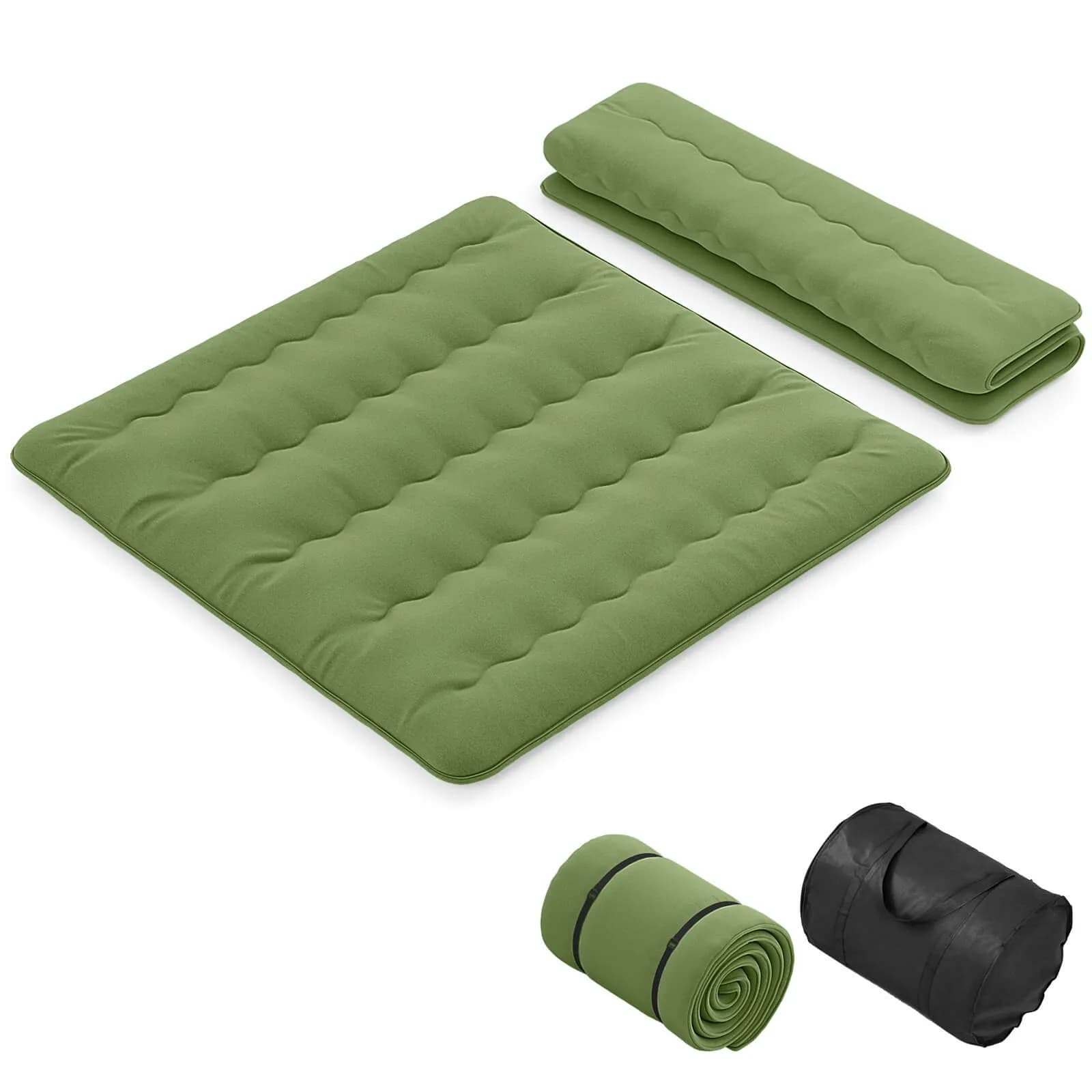 Materasso Futon King Size Giapponese con Rivestimento Lavabile e Borsa per il Trasporto, Verde