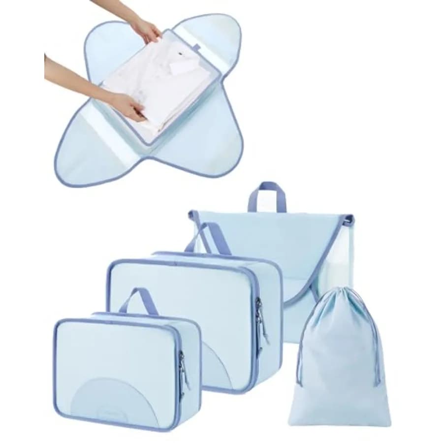 Set di 4 Cubi Organizzatori per Valigie, Leggeri e Resistenti, per Viaggi Senza Pieghe, Organizzatori per Bagagli