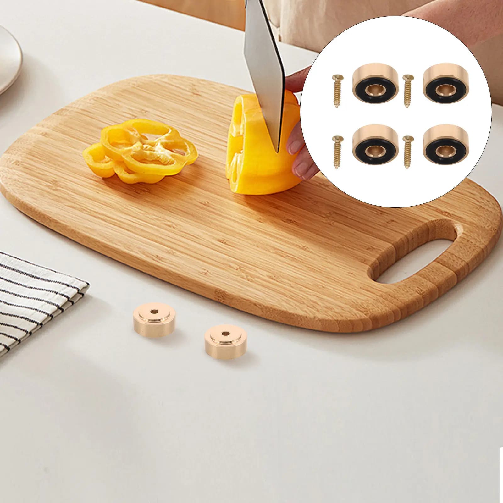 4Pcs Brass Cutting Board Feet Heavy-Duty Stabilizer Legs with Screws for Wooden Serving Trays Non-Slip Elevated Kitchen Riser