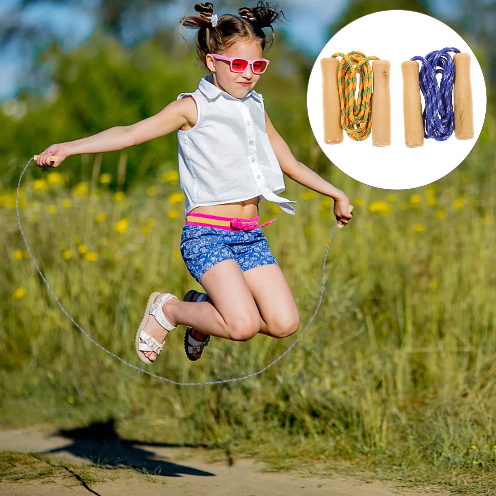 2Pcs Skipping Rope Wood Handle 2.5 Jump Rope Exercise Fitness Training Equipment Exercise Ropes