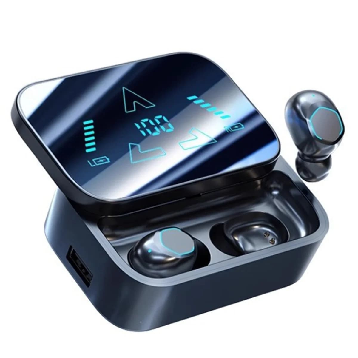 Yours M48 Auricolari wireless Auricolare Bluetooth Auricolari di ricarica Display a LED in-ear Cuffie Sport con baccelli per microfono