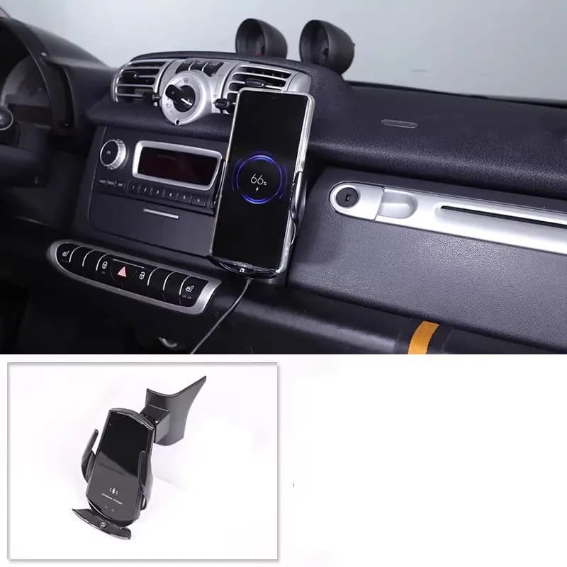 Car Glove Box Side Phone Holder Wireless Charging GPS Navigation For Smart 451 Fortwo Car Accessories Interior Styling