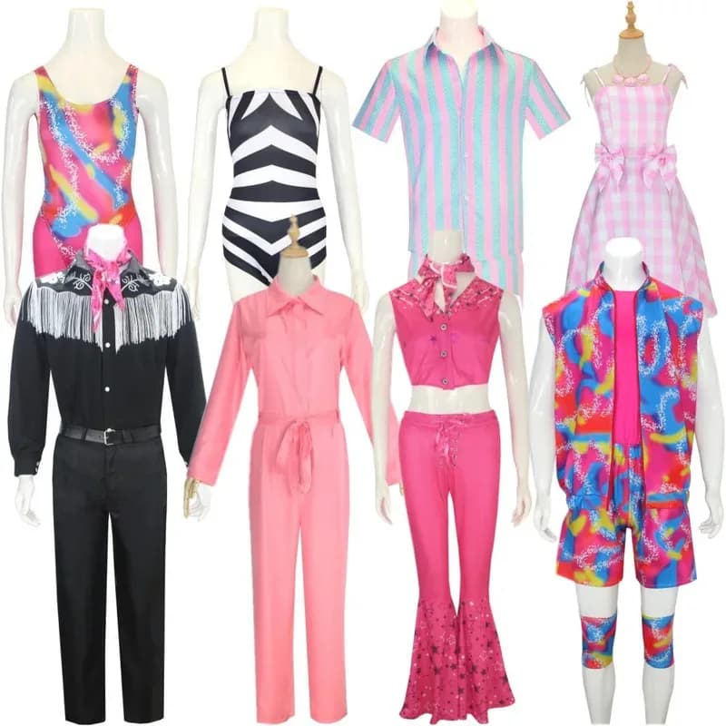 ❤ Cosplay Costume of the Movie Ken for Adults, Black T-shirt, Pink Scarf, Full Set, Princess, ixde Halloween Carnival ★ ❤ ★