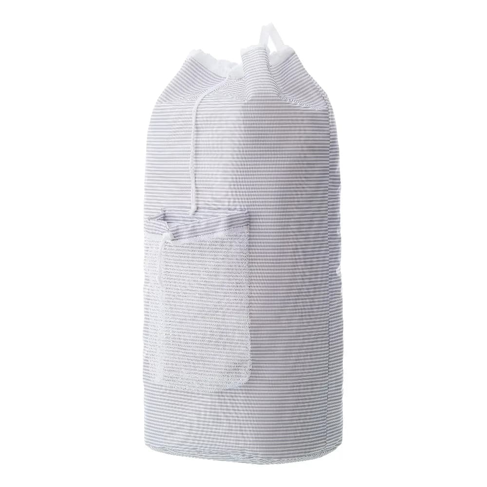 Best seller Arctic White and Soft Silver Backpack Style Laundry Bag with Mesh Pocket for Travel Sports Gym College Dorm Room 15x11x32 Inches