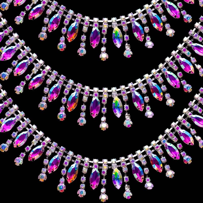 Catena di strass DUCrystal da 1 metro, catena di cristalli glitterati da cucire/incollare, nappe di cristallo per decorazioni artigianali, abiti/feste