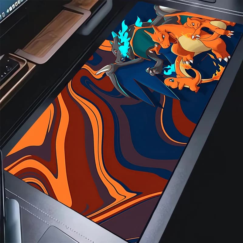 Tappetino per Mouse da Computer Anime Pokemon Charizard, Tappetino da Gioco Morbido, Tappetino per Tastiera e Mouse con Bordo Bianco